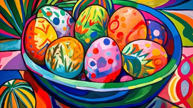 Colorful Picture of Decorated Easter Eggs