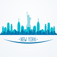 vector flat design new york city panorama