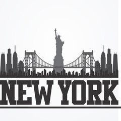 Silhouette of New York, USA Vector Design Template