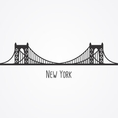 Modern New York Skyline Silhouette Vector Illustration
