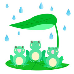 カエルのイラスト　梅雨イメージ　