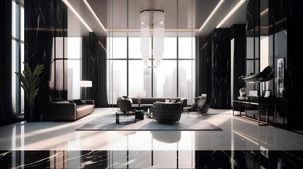 Fototapeta na wymiar Modern interior. Architecture interior concept. Widescreen desktop wallpaper.