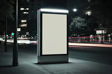 blank billboard at night. Generative AI.