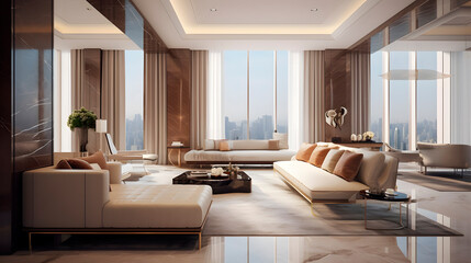 Modern interior. Architecture interior concept. Widescreen desktop wallpaper.