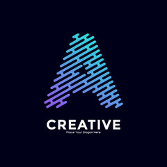 A letter with line style gradient color vector logo template. Suitable for business, technology, minimalist letter, initial modern name and creative monogram style