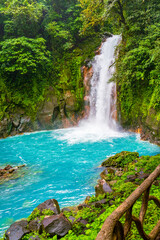 Rio Celeste Waterfall and pond in Tenorio Volcano National Park, Alajuela Province, Costa Rica