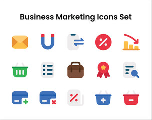 Business and marketing icons set flat style collection. Vector illustration