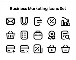 Business and marketing icons set line style collection. Vector illustration