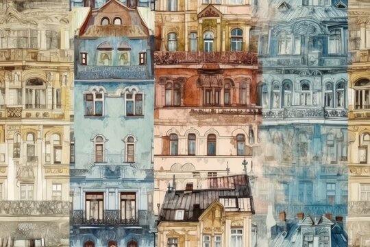 Colorful Buildings in a Vibrant Cityscape. Generative AI