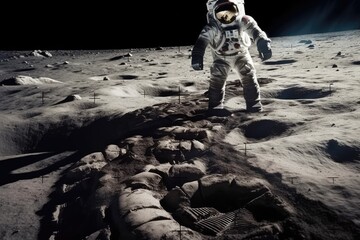 Obraz na płótnie Canvas space, moon, moon rover, and astronaut. Generative AI