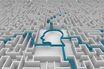 Obraz premium Human face with maze on white background