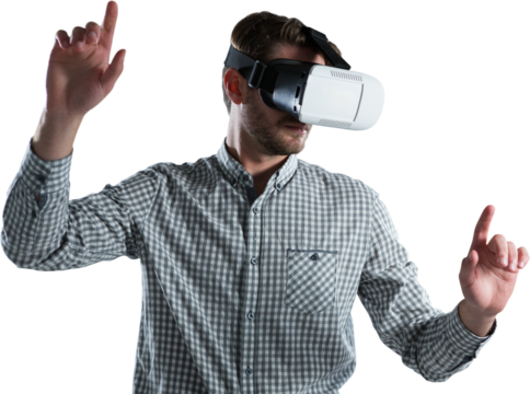 Man using virtual reality headset