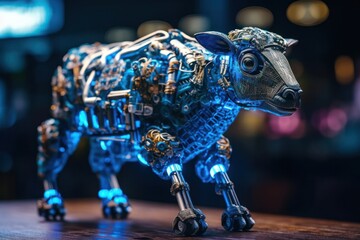 Blue Sheep Mechanical Robot Concept Generative AI