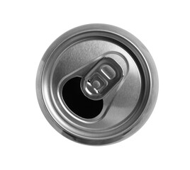 Aluminium can isolated on white, top view