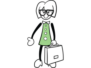 Female cartoon holding shopping bag
