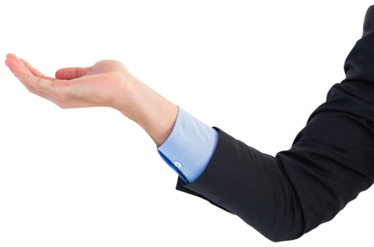 Close up of businessman with empty hand open