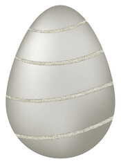 Silver Easter Egg with Glitter Pattern