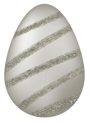 Silver Easter Egg with Glitter Pattern