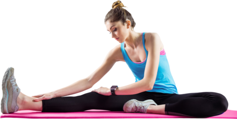 Athlete working out on exercise mat 