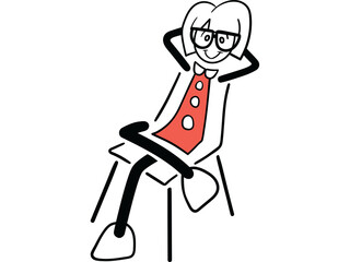 Female cartoon resting on chair