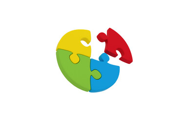Circular jigsaw puzzle with last piece of puzzle