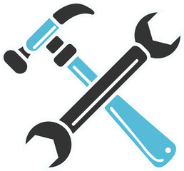 Illustration of hammer and wrench