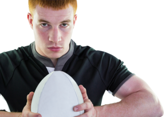 Rugby player holding a rugby ball