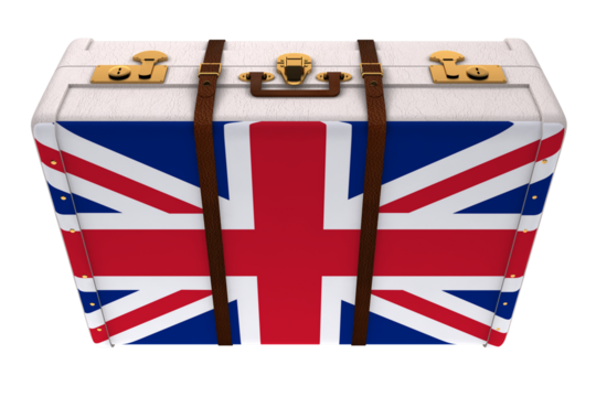 Digital composite image of British Flag on suitcase - Powered by Adobe