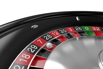 Naklejka premium High angle view of ball on 3D roulette wheel