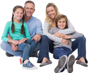 Happy family over white background