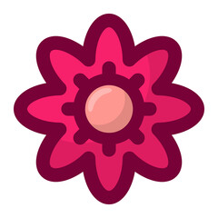 Geometric flower design element shapes pink color. Figures, stars, spiral flower and circles no background