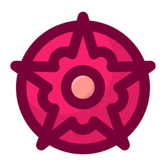 Geometric flower design element shapes pink color. Figures, stars, spiral flower and circles no background