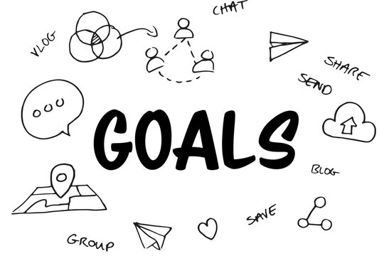 Goal text with various vector icons