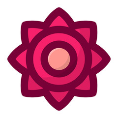 Geometric flower design element shapes pink color. Figures, stars, spiral flower and circles no background