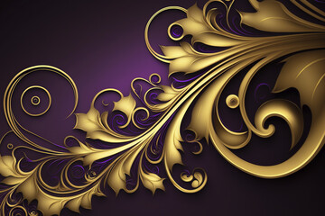 Purple gold background in indian style. Generative AI.