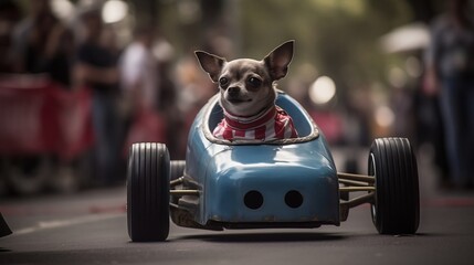 chihuahua race car driver (Generative AI)