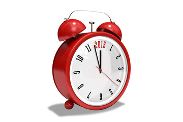 2015 in red alarm clock