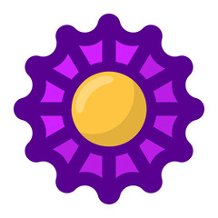 Geometric flower design element shapes purple color. Figures, stars, spiral flower and circles no background