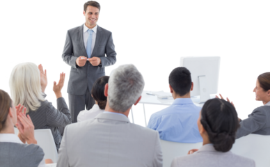 Businessman doing speech during meeting 