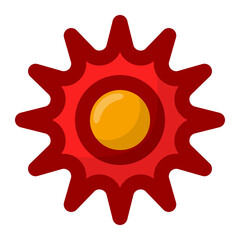 Geometric flower design element shapes red color. Figures, stars, spiral flower and circles no background