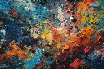 Naklejka na ściany i meble abstract painting with vibrant colors and varied shapes. Generative AI