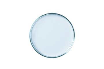 Petri dish empty blue glass isolated. PNG.