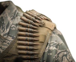 Close-up of chain-gun bullet 