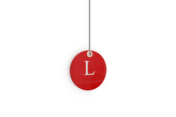 Obraz na płótnie Canvas Digital composite image of red sale tag with letter L