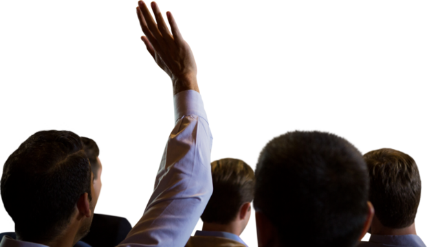 Rear view of business people during conference meeting