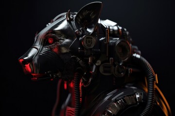 Red Skunk Cyber Robotic Creature With Copyspace Generative AI