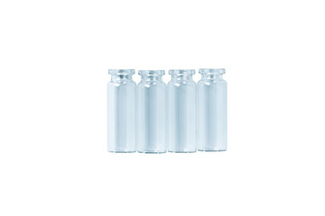 Empty small blue glass jars on a light background. View from above. isolated. PNG.