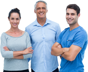 Creative business team standing at office