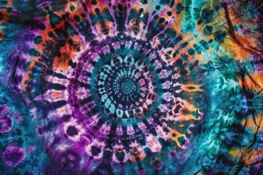 vibrant tie-dyed background with a circular pattern. Generative AI