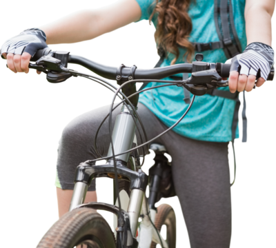Midsection of female mountain biker  - Powered by Adobe